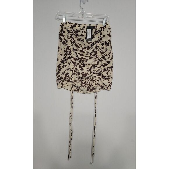 Nasty Gal Dresses & Skirts - Nasty Gal Ruched Skirt Size 4 Small Ruched Mink Cowprint NWT